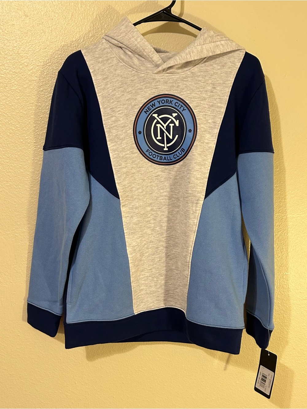MLS New York City Football Club Boys Hoodie Size L 14/16 - Gray & Light Blue